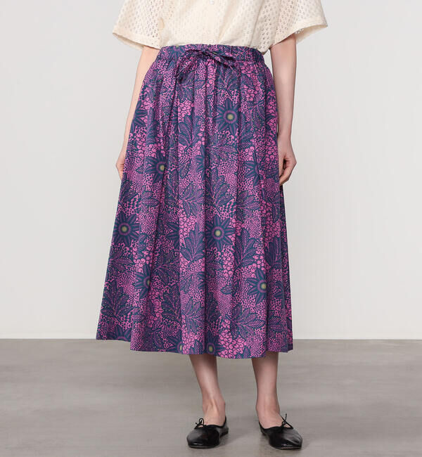 LE GLAZIK「LE GLAZIK | バティック タックギャザースカート WOMEN」|スカート|PINK系1