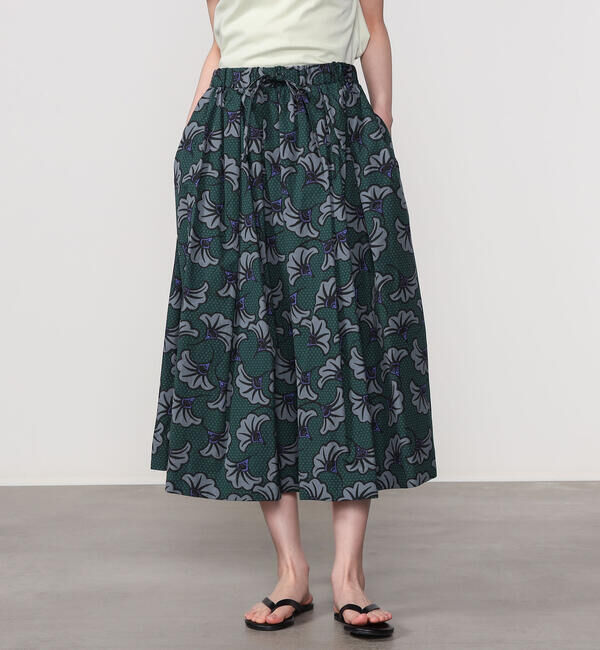 LE GLAZIK「LE GLAZIK | バティック タックギャザースカート WOMEN」|スカート|GREEN系3