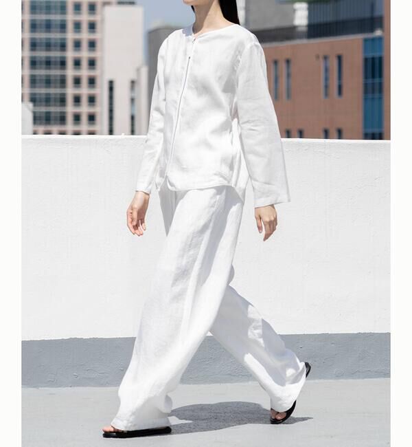  「eunoia | リネンギャザーパンツ WOMEN」|チノ|