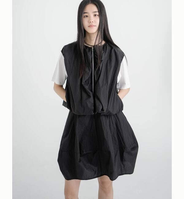  「eunoia | ナイロン ジップベスト WOMEN」|シャツ・ブラウス|BLACK