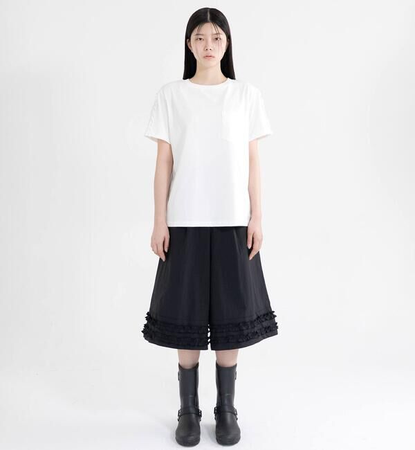  「eunoia| フリルヘム ハーフパンツ WOMEN」|チノ|