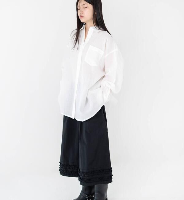  「eunoia| フリルヘム ハーフパンツ WOMEN」|チノ|