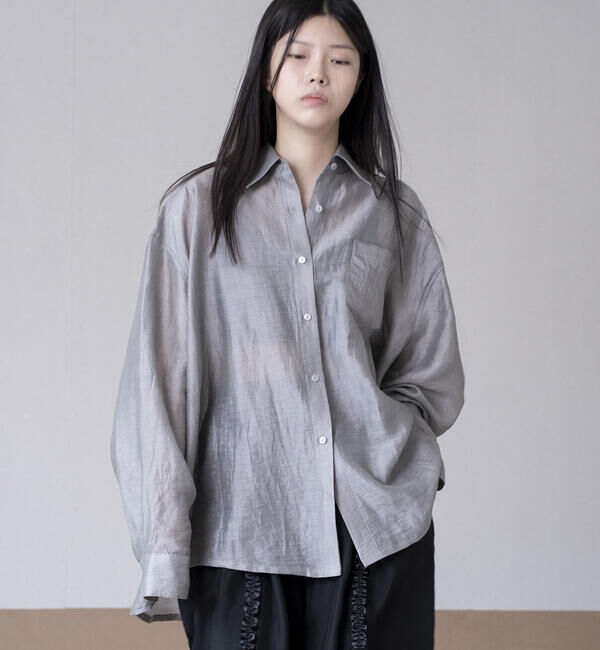  「eunoia | シアー オーバーサイズシャツ WOMEN」|シャツ・ブラウス|GREY