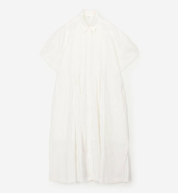  「eunoia | リネン ピンタック半袖ワンピース WOMEN」|ワンピース|