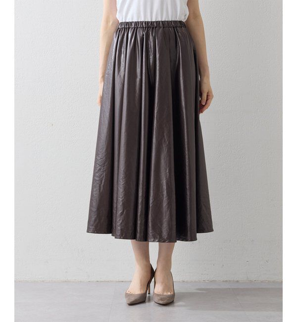  「レザーライクギャザースカート」|スカート|