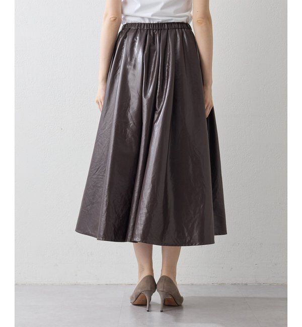  「レザーライクギャザースカート」|スカート|