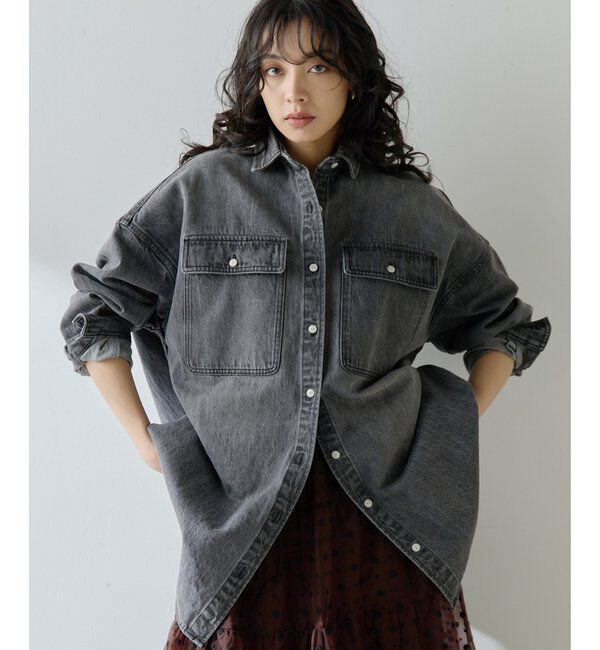  「コットンヘンプデニムオーバーシャツ」|シャツ・ブラウス|グレー