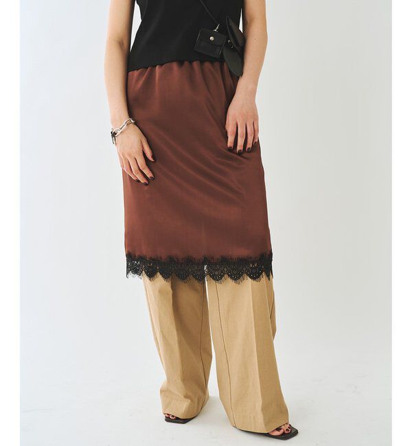  「＜WEB限定＞【Nuition】サテンレーススカート」|スカート|