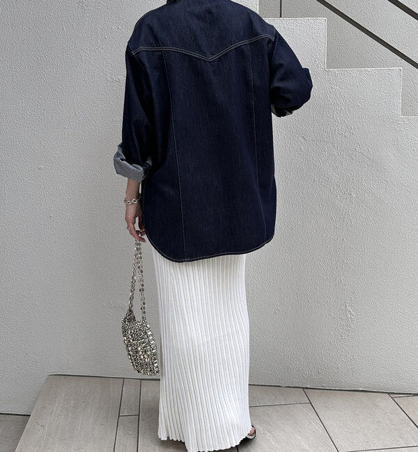  「ボウタイデニムシャツ」|シャツ・ブラウス|