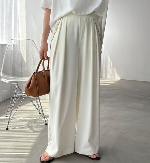  「【累計販売数3万枚突破/21色4サイズ展開！】タックワイドパンツ」|チノ|