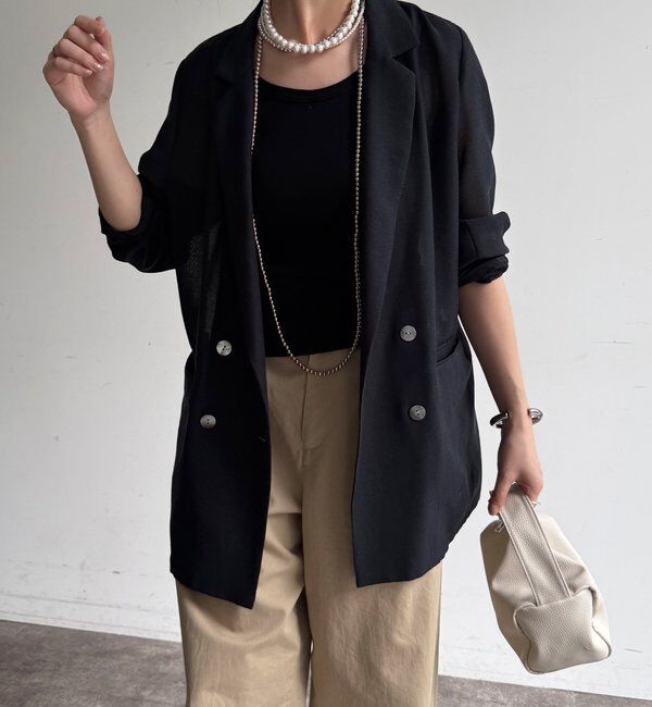  「【ウォッシャブル】シアーダブルジャケット」|テーラードジャケット|