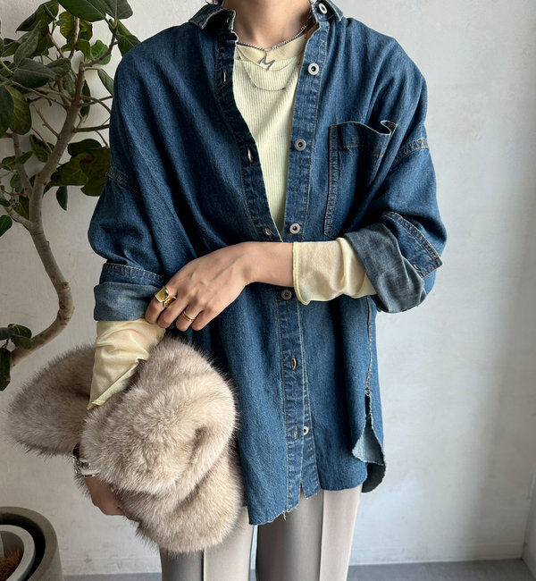  「【柔らかい着心地】袖シアーリブTEE」|Tシャツ・カットソー|