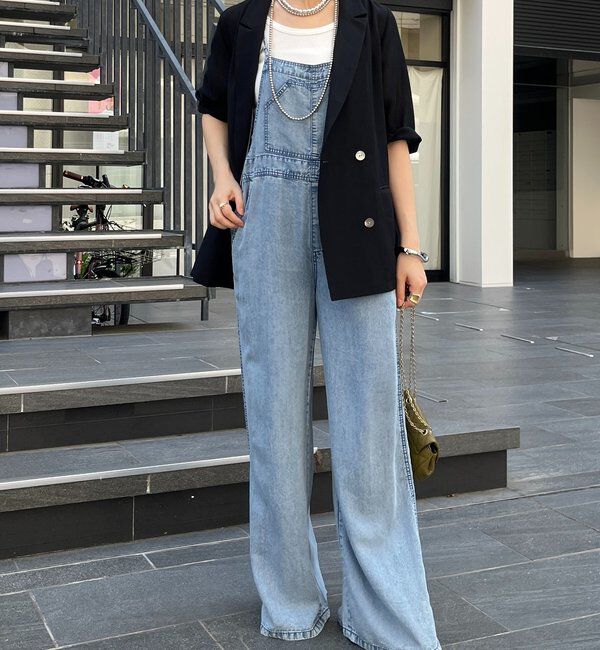  「【新色追加】リヨセルデニムオールインワン」|ワンピース|