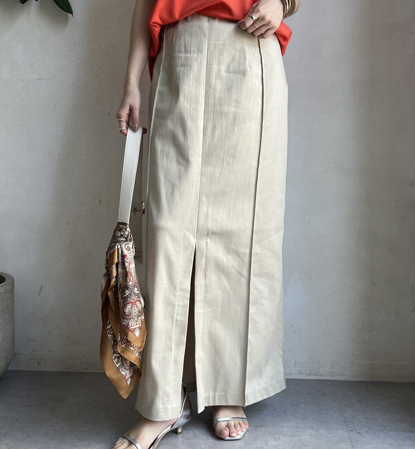  「【一部WEB限定カラー】リヨセルデニムボックスピンタックスカート」|スカート|