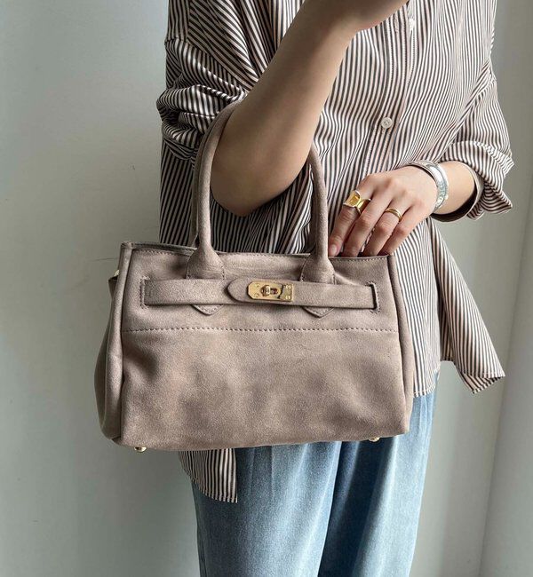  「フェイクスエードスクエアバッグ」|トートバッグ|ベージュ