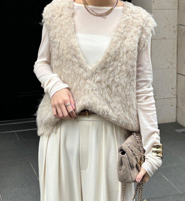  「【REI企画カラーあり】【前後2WAY】シャギーニットベスト」|ニット・セーター|