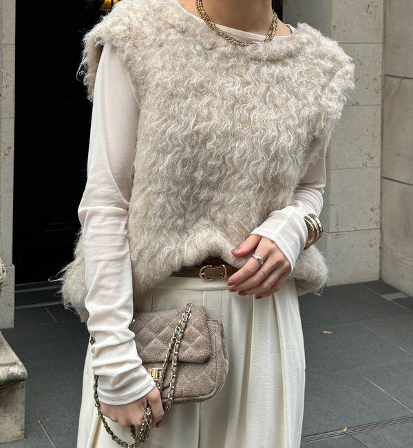  「【REI企画カラーあり】【前後2WAY】シャギーニットベスト」|ニット・セーター|