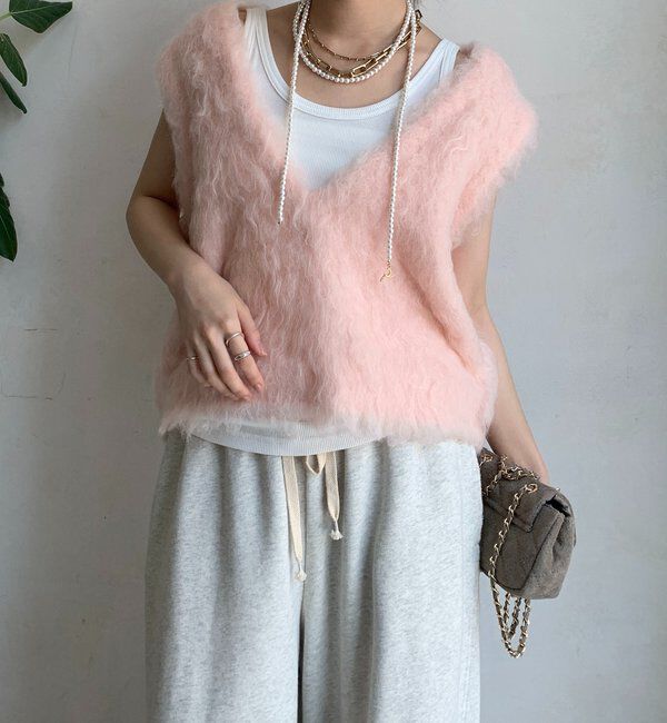  「【REI企画カラーあり】【前後2WAY】シャギーニットベスト」|ニット・セーター|