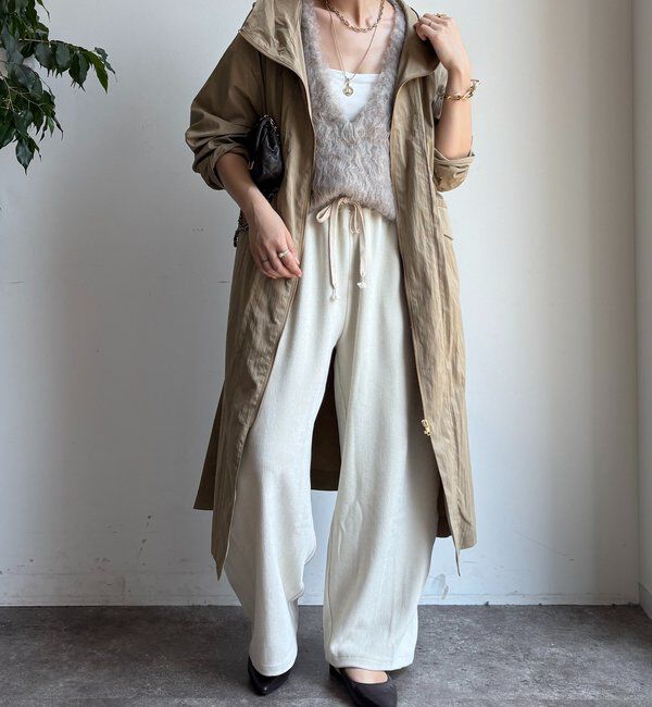  「フィブリルタッチフーディージップロングコート」|その他|ベージュ