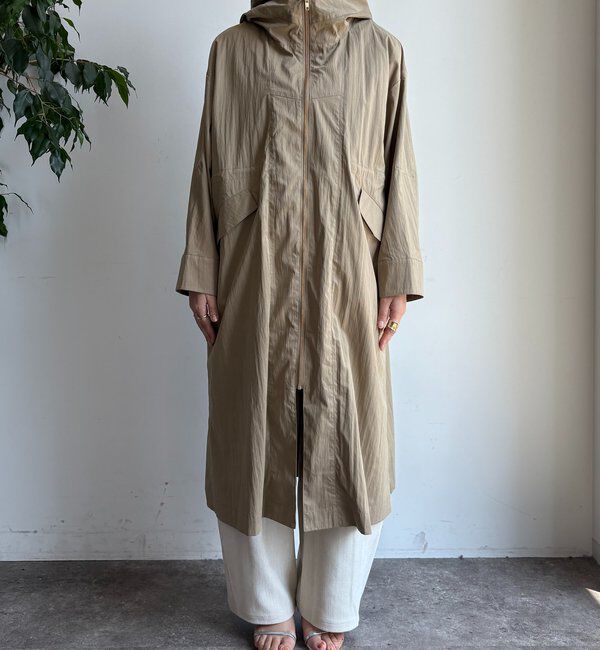  「フィブリルタッチフーディージップロングコート」|その他|