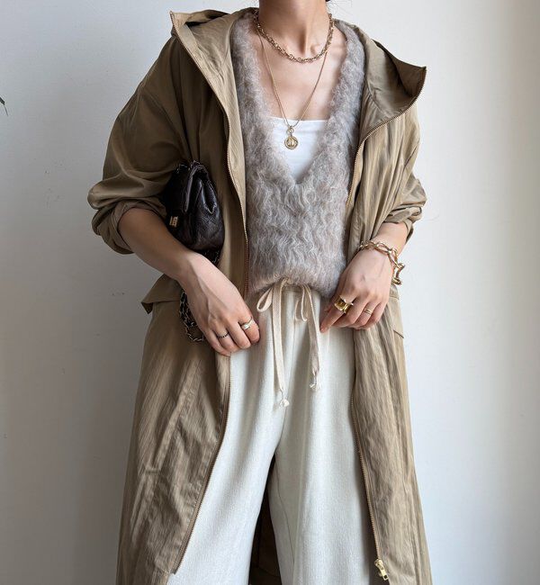  「フィブリルタッチフーディージップロングコート」|その他|