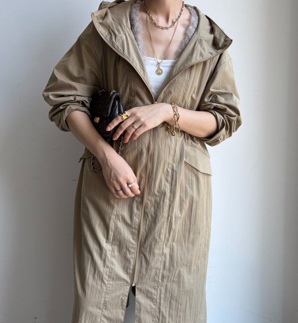  「フィブリルタッチフーディージップロングコート」|その他|