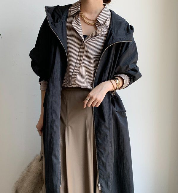  「フィブリルタッチフーディージップロングコート」|その他|