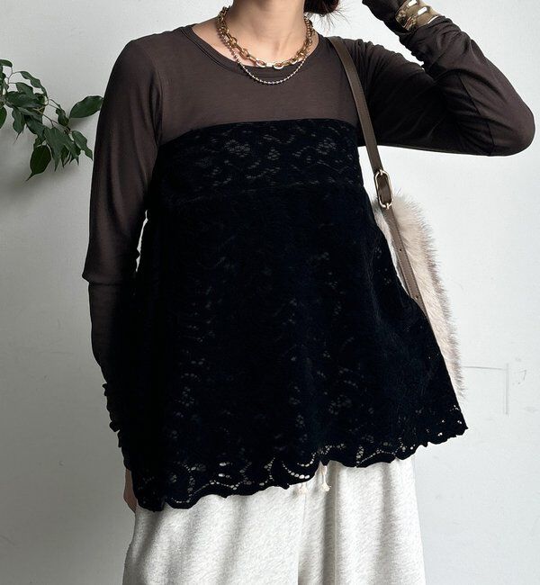  「フロッキーレースビスチェ」|シャツ・ブラウス|ブラック