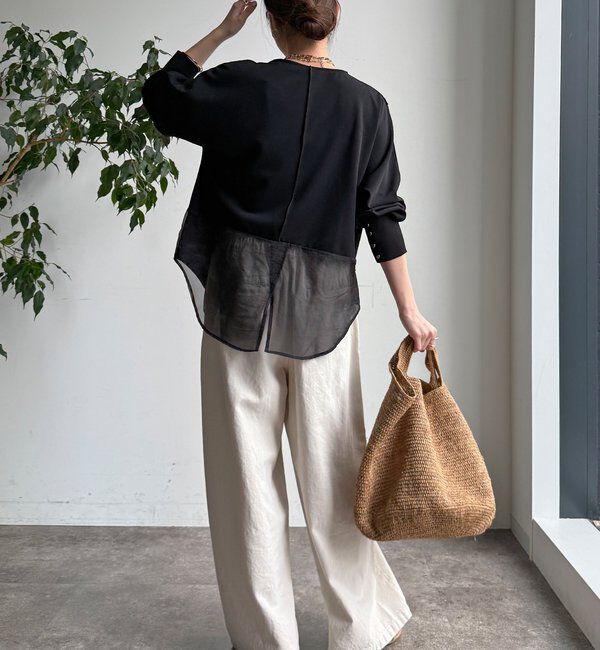  「【WEB限定】カットジョーゼットオーガンジー切替ブラウス」|シャツ・ブラウス|