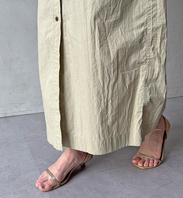  「【WEB限定】ワイヤーカラーロングシャツワンピース」|ワンピース|