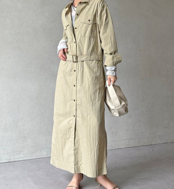  「【WEB限定】ワイヤーカラーロングシャツワンピース」|ワンピース|