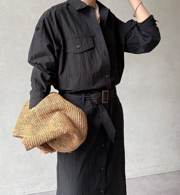  「【WEB限定】ワイヤーカラーロングシャツワンピース」|ワンピース|