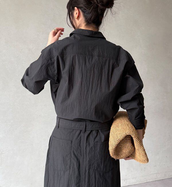  「【WEB限定】ワイヤーカラーロングシャツワンピース」|ワンピース|