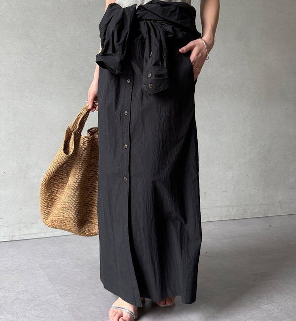  「【WEB限定】ワイヤーカラーロングシャツワンピース」|ワンピース|