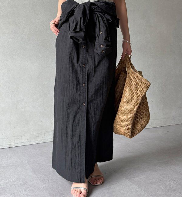  「【WEB限定】ワイヤーカラーロングシャツワンピース」|ワンピース|