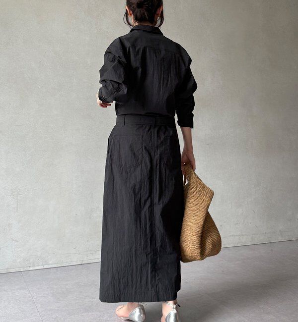  「【WEB限定】ワイヤーカラーロングシャツワンピース」|ワンピース|