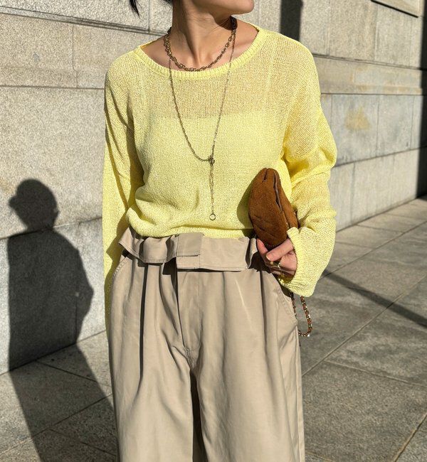  「ペーパーヤーンプルオーバー」|ニット・セーター|イエロー