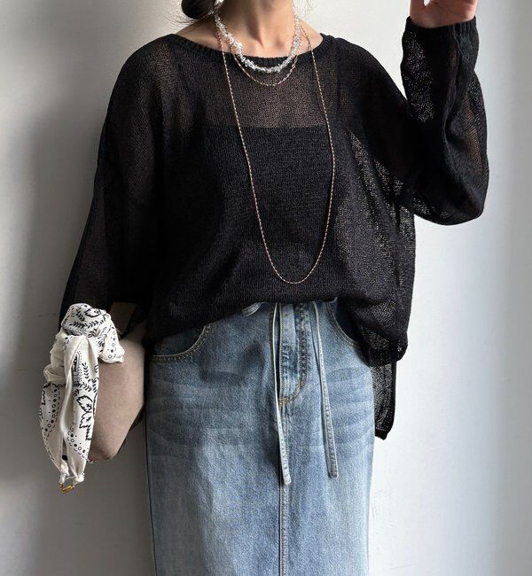  「ペーパーヤーンプルオーバー」|ニット・セーター|ブラック