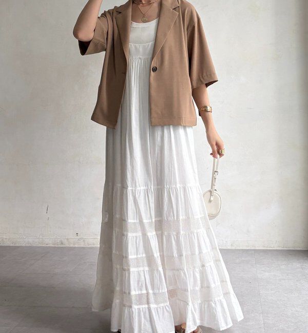  「【セットアップ可能】接触冷感5分袖ジャケット」|テーラードジャケット|