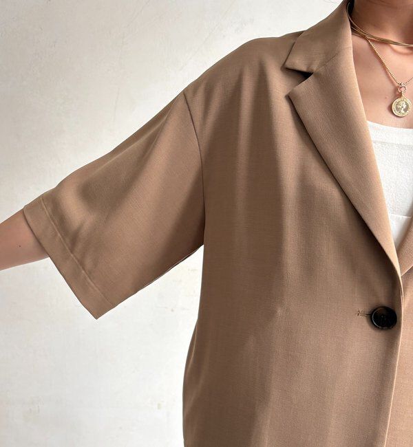  「【セットアップ可能】接触冷感5分袖ジャケット」|テーラードジャケット|