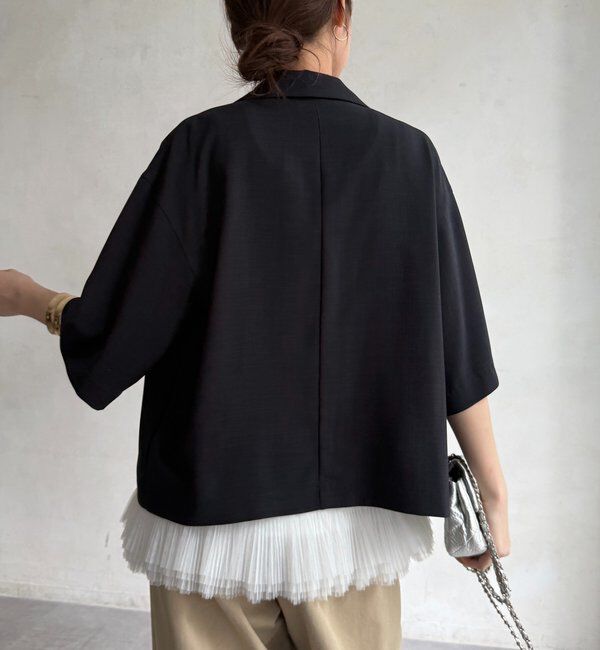  「【セットアップ可能】接触冷感5分袖ジャケット」|テーラードジャケット|