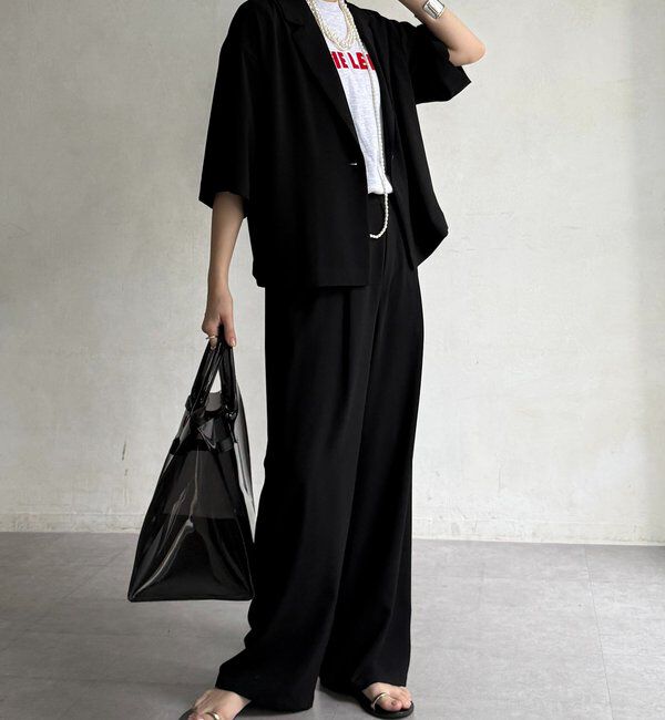  「【セットアップ可能】接触冷感5分袖ジャケット」|テーラードジャケット|