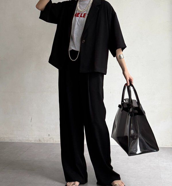  「【セットアップ可能】接触冷感5分袖ジャケット」|テーラードジャケット|