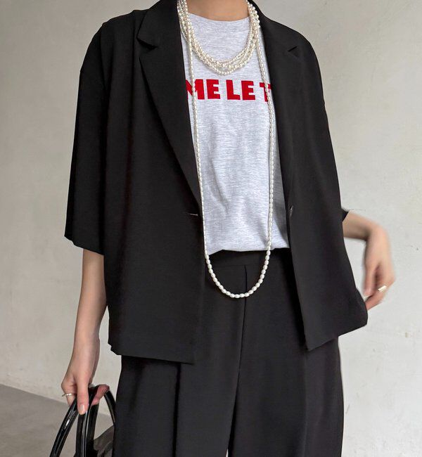  「【セットアップ可能】接触冷感5分袖ジャケット」|テーラードジャケット|