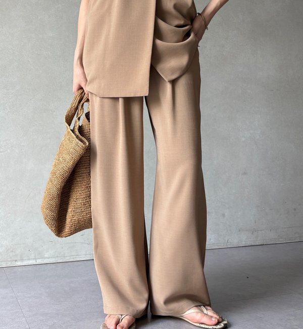  「【セットアップ可能】接触冷感タックイージーパンツ」|チノ|ベージュ