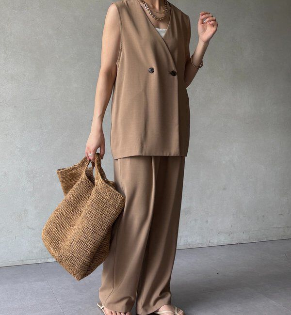  「【セットアップ可能】接触冷感タックイージーパンツ」|チノ|