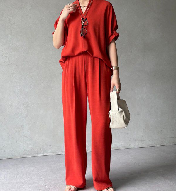  「【セットアップ可能】接触冷感タックイージーパンツ」|チノ|