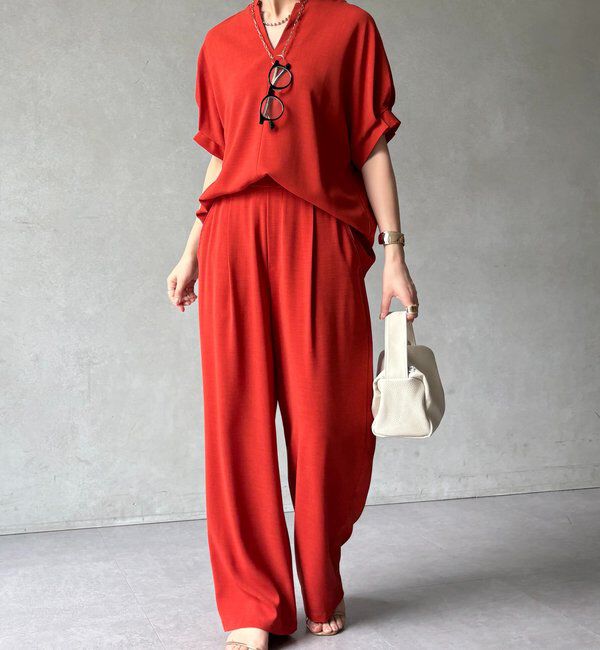  「【セットアップ可能】接触冷感タックイージーパンツ」|チノ|