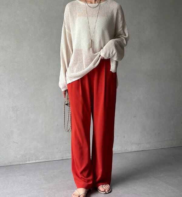  「【セットアップ可能】接触冷感タックイージーパンツ」|チノ|