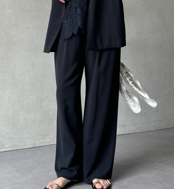  「【セットアップ可能】接触冷感タックイージーパンツ」|チノ|チャコールグレー